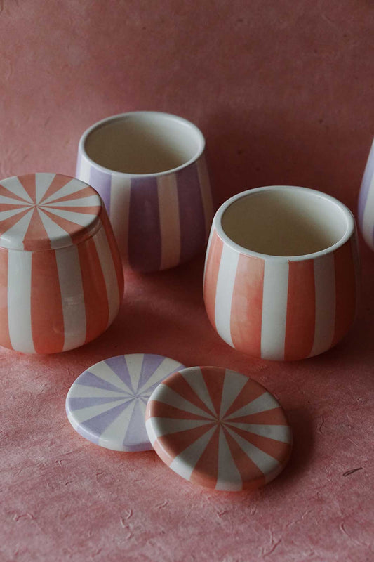 Circus Stripes Ceramic Jar with Lid