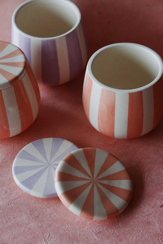 Circus Stripes Ceramic Jar with Lid