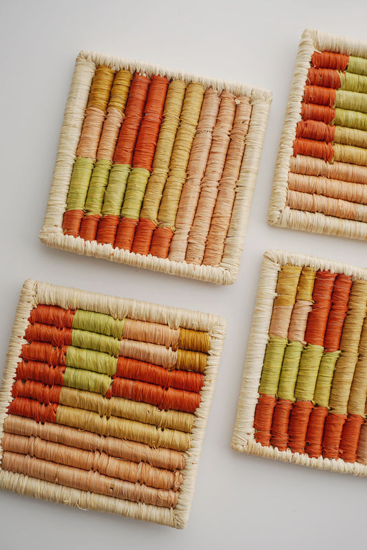 woven colorblock coasters by kazi