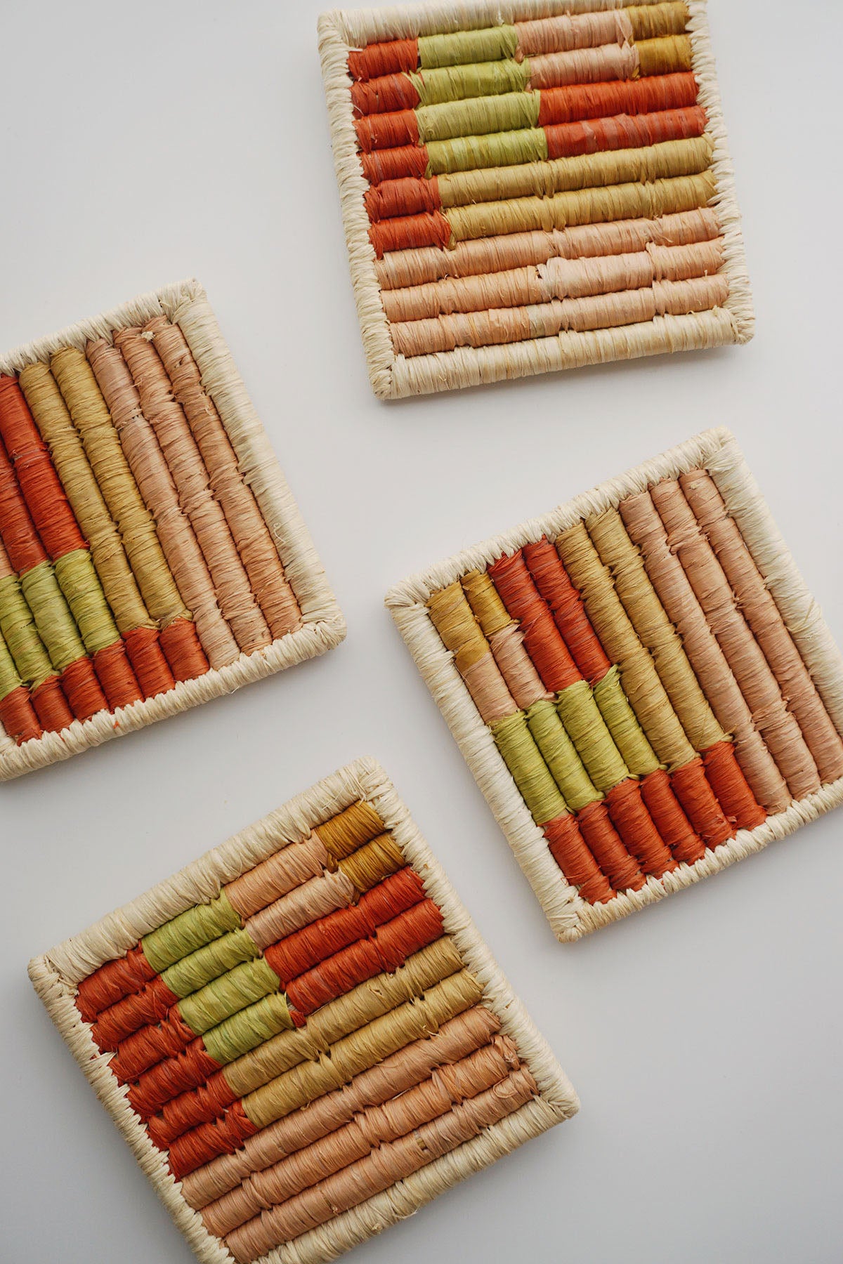 woven colorblock coasters by kazi
