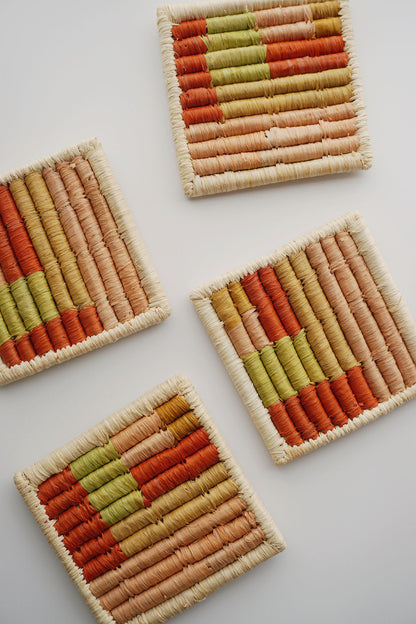 woven colorblock coasters by kazi