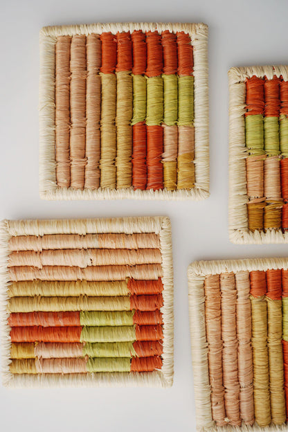 woven colorblock coasters by kazi