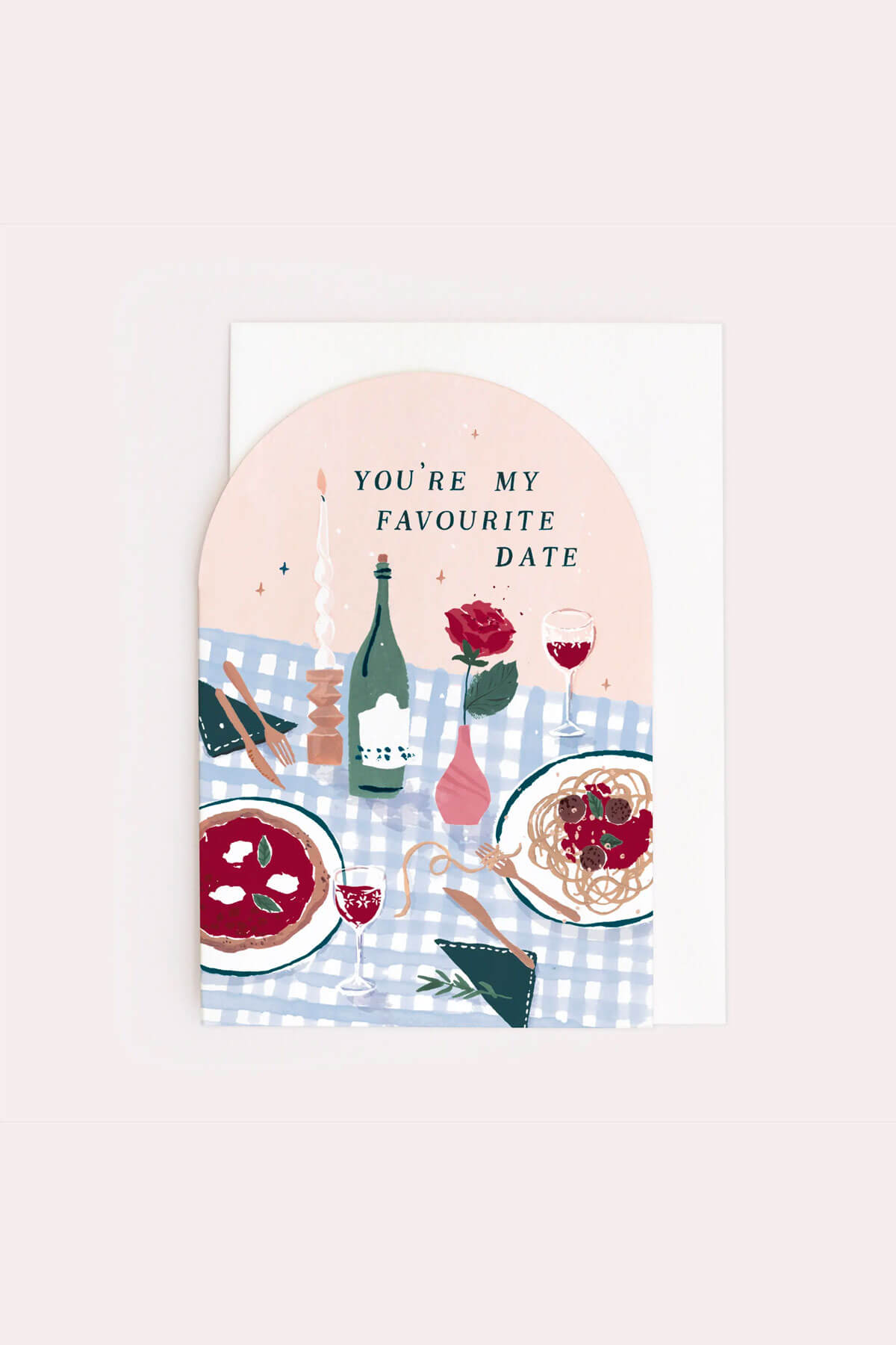 favorite date pasta and wine love card