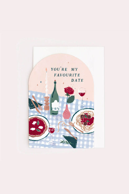 favorite date pasta and wine love card