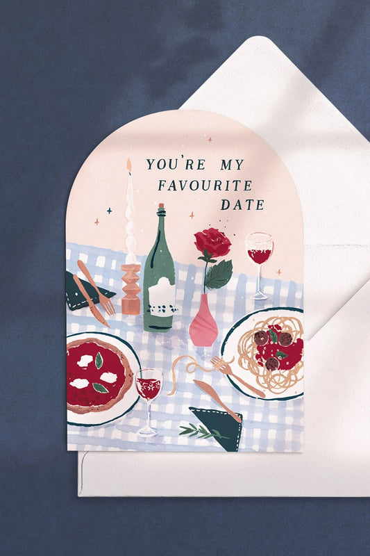 favorite date pasta and wine love card