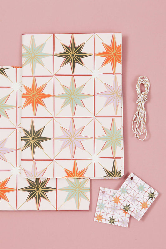 gift wrap set with tags and twine