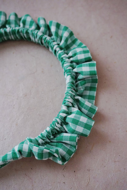 gingham ruffle headband