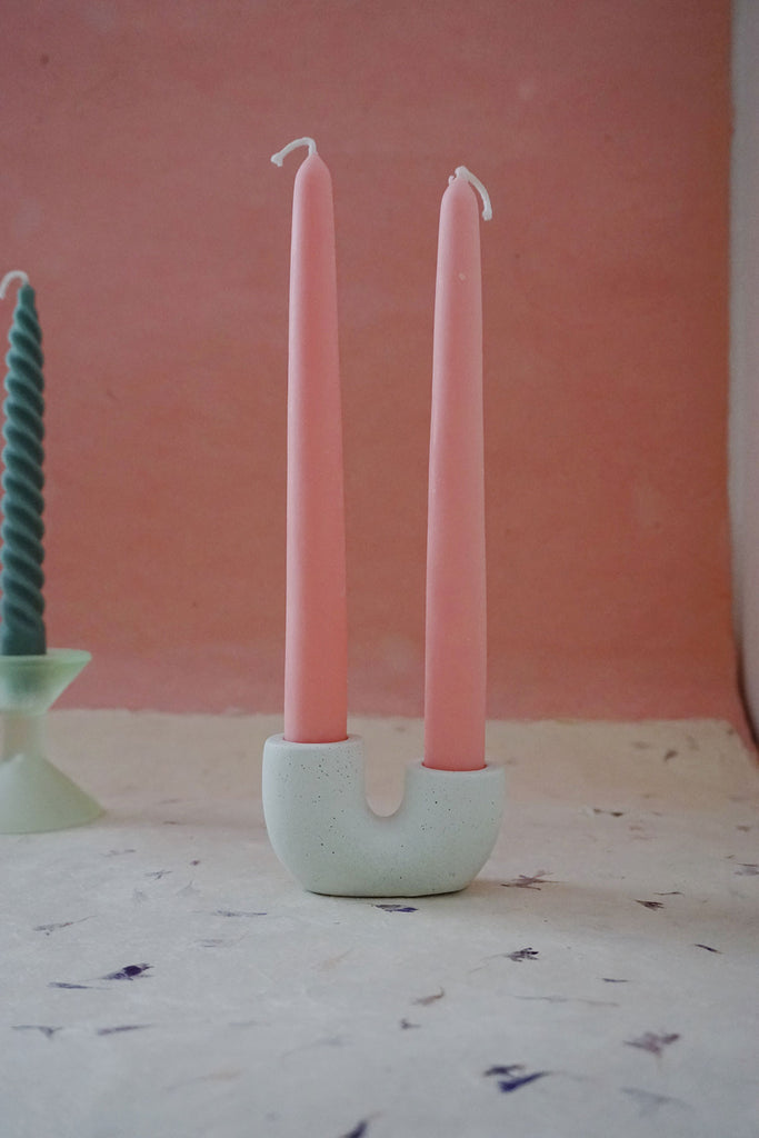 pastel mint taper candle holder