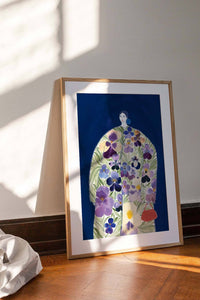 pansy coat floral art print