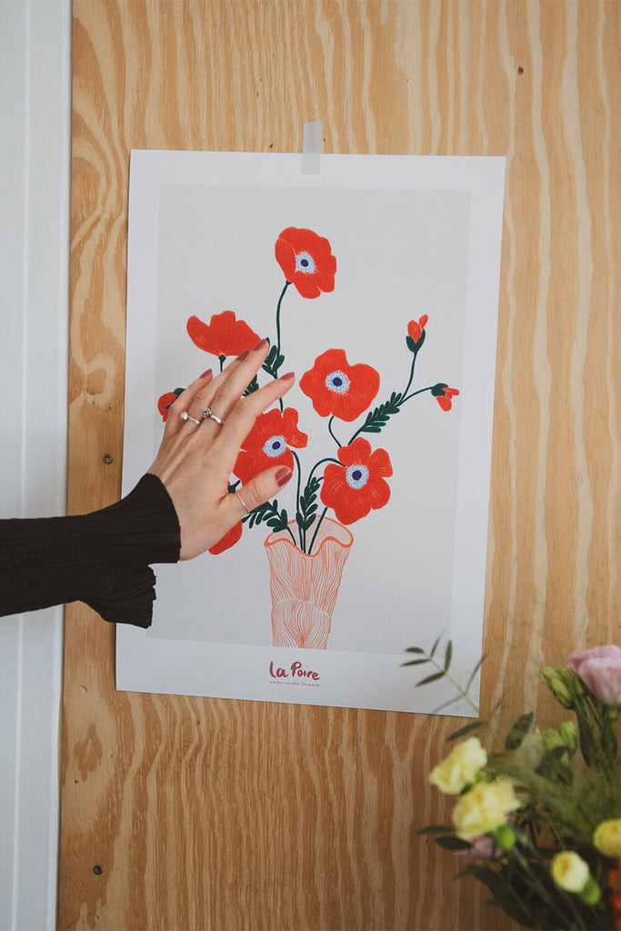 red poppies print by la poire