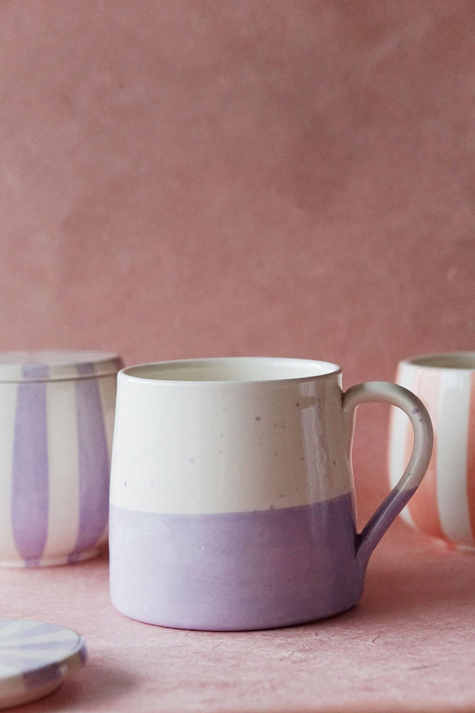 lilac purple handmade ceramic mug from wallflower
