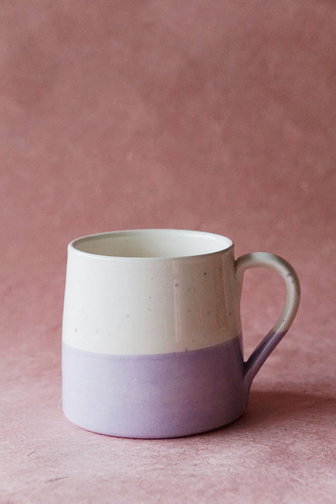 lilac purple handmade ceramic mug from wallflower