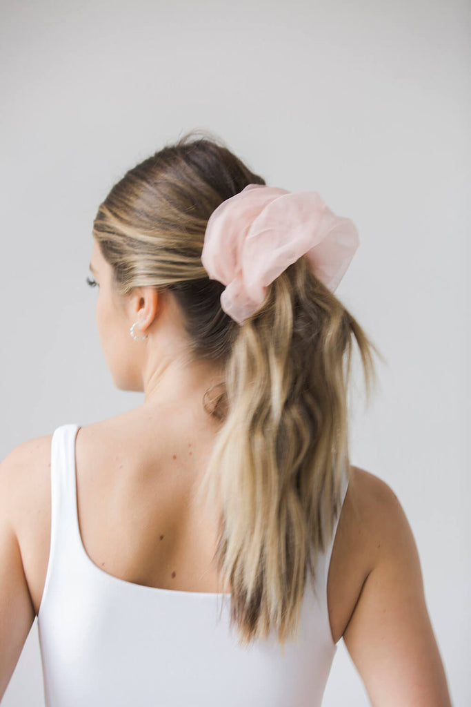 pink oversized sheer scrunchie