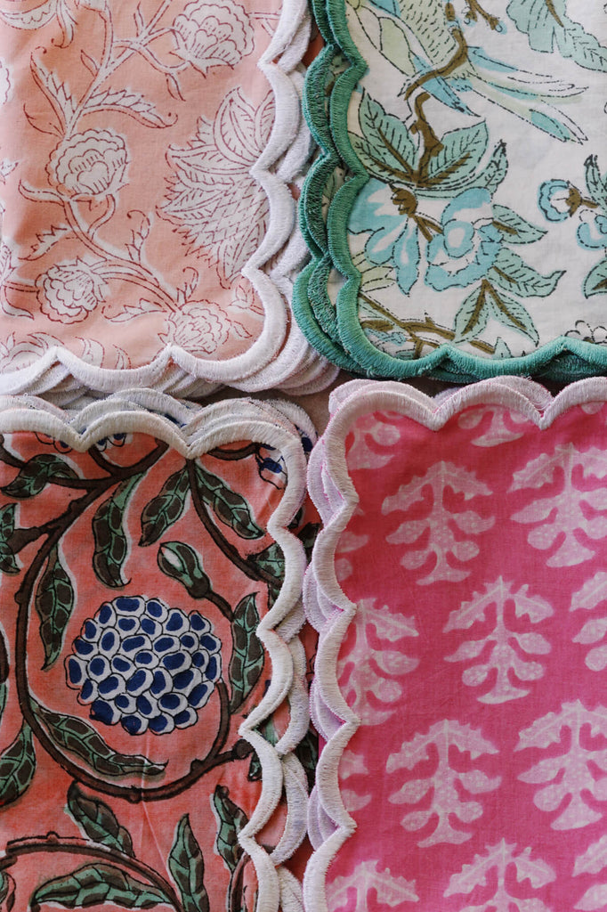 block print napkins for spring - wallflower shop