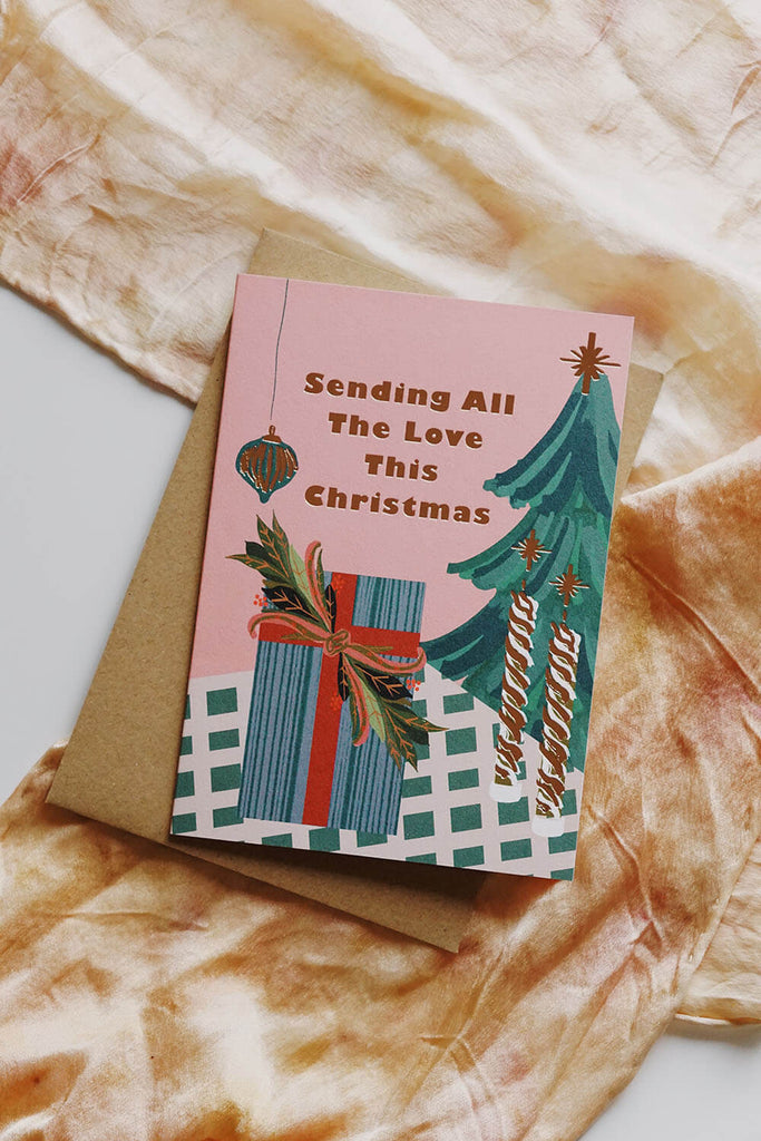 sending all the love this christmas greeting card