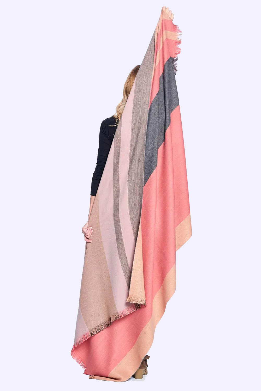 Reversible Alpaca Throw Blanket in Peach