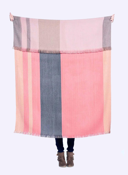 Reversible Alpaca Throw Blanket in Peach