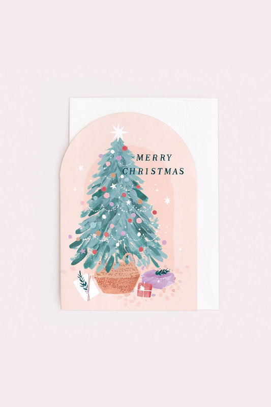 merry christmas tree greeting card